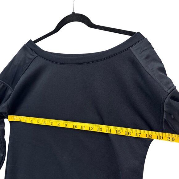 RTA Alessia Sweatshirt Womens Navy Cropped Contras French Terry Satin Panel Sz S - Picture 9 of 11